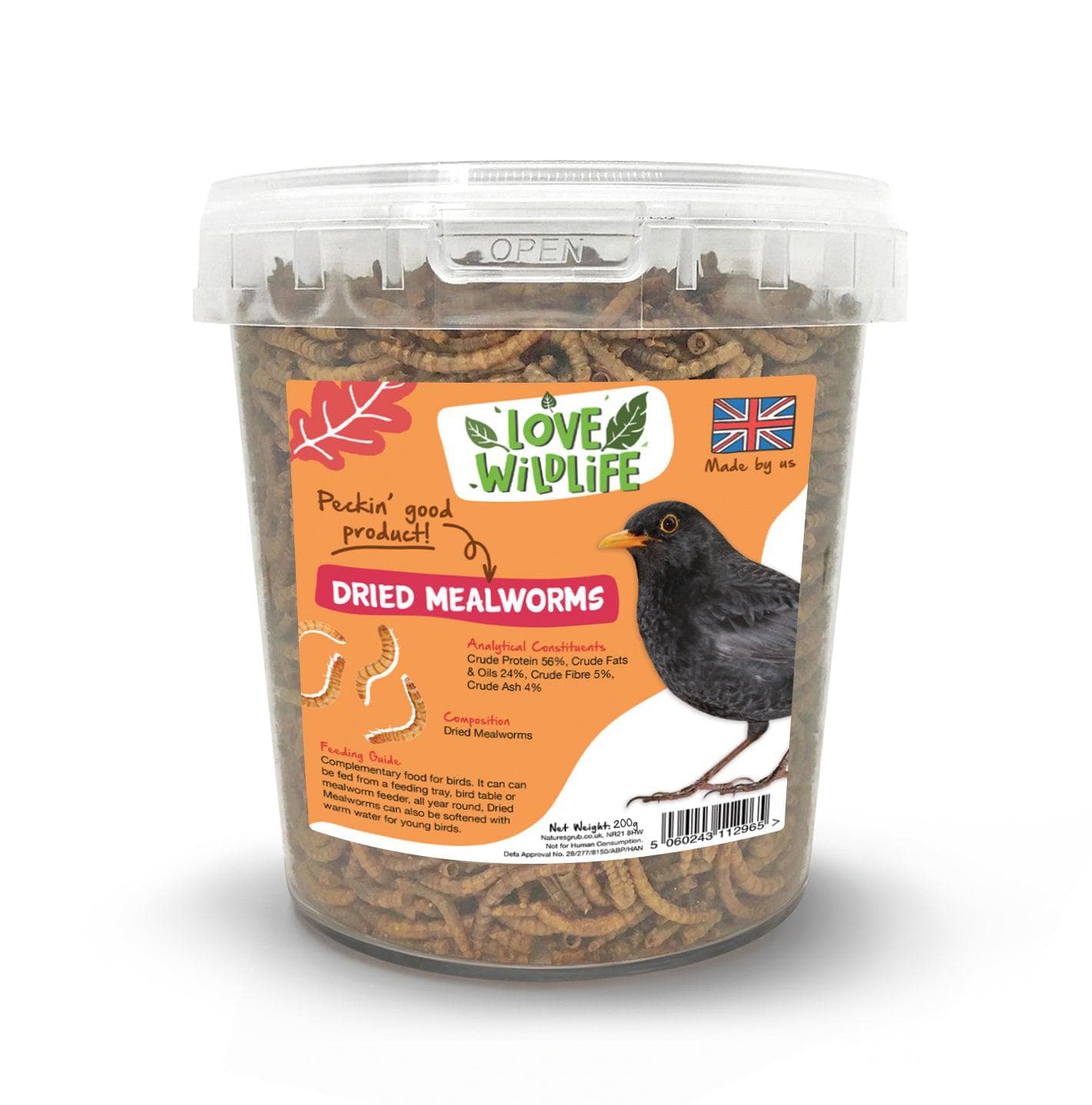Love Wildlife Dried Mealworms 200g | Food for Wild Birds – Natures Grub