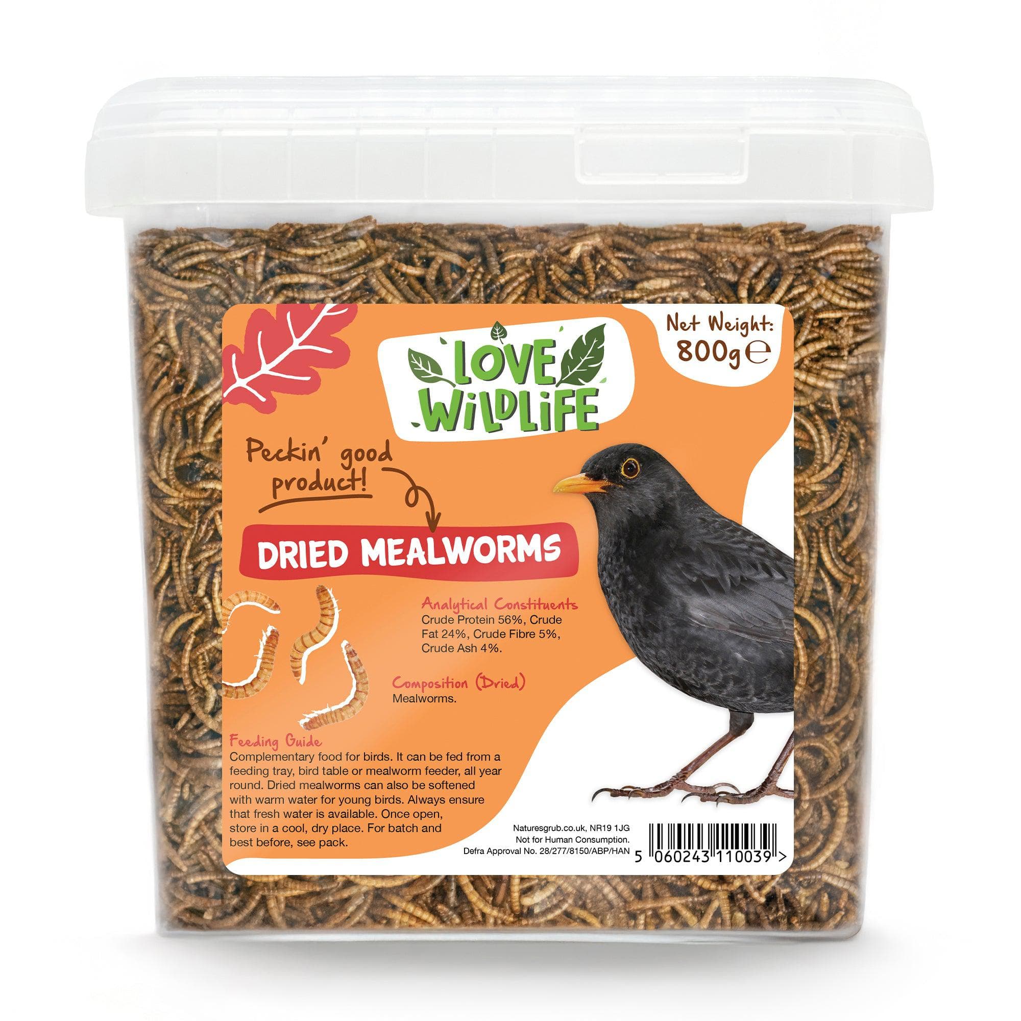 Love Wildlife Dried Mealworms 800g Food for Wild Birds – Natures