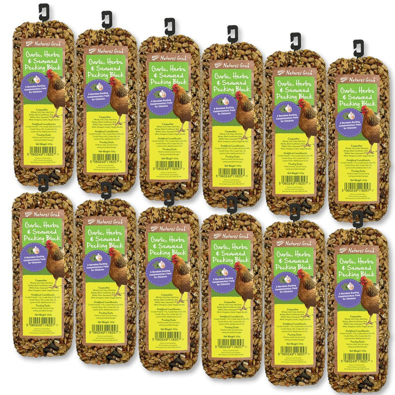 Natures Grub 12 x 330g Block Garlic, Herbs & Seaweed Pecking Block