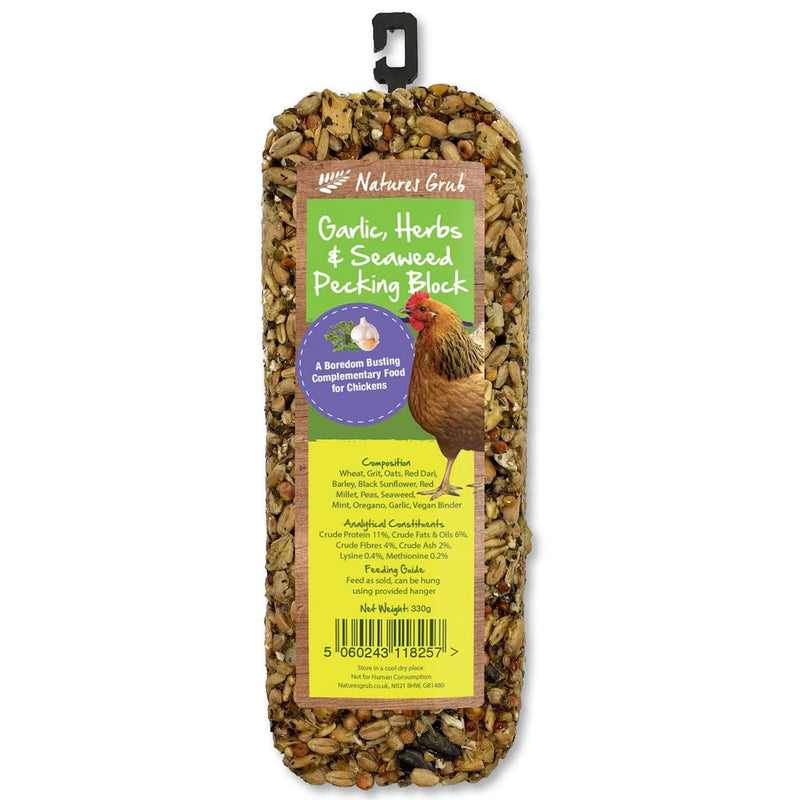 Natures Grub 330g Block Garlic, Herbs & Seaweed Pecking Block