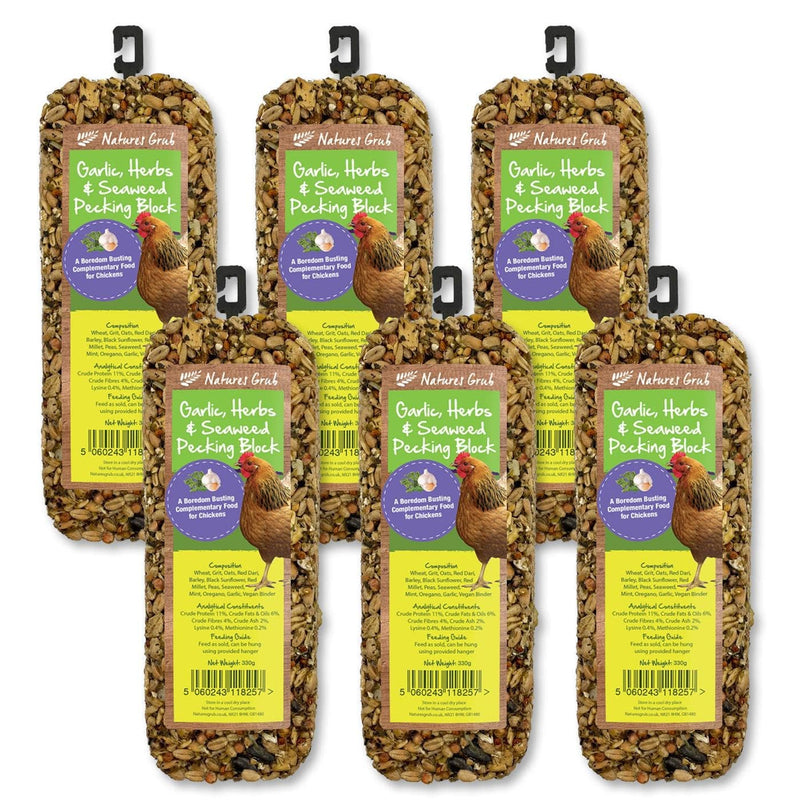 Natures Grub 6 x 330g Block Garlic, Herbs & Seaweed Pecking Block