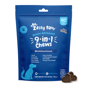 Natures Grub 60 Chews Zesty Paws 9 in 1 Senior Advanced Chews - Turkey