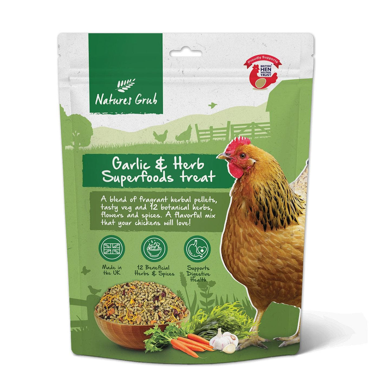 Natures Grub Poultry Treat Kit – 7 Natural Enrichment Treats For Chickens, Boredom Busters, Scratch Mix, Grit, Pecking Blocks (~3.5kg)