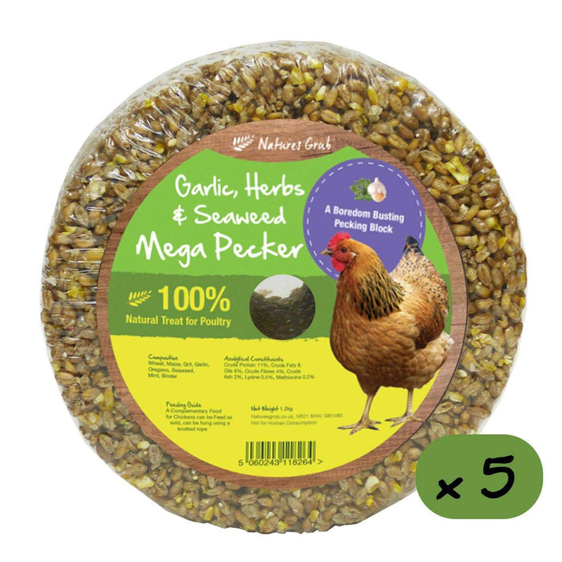 Natures Grub 5 x 1.2kg Mega Pecker Garlic, Herbs & Seaweed Mega Pecker