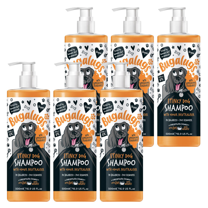 Natures Grub 500ml with Pump x 6 Bugalugs Stinky Dog Shampoo