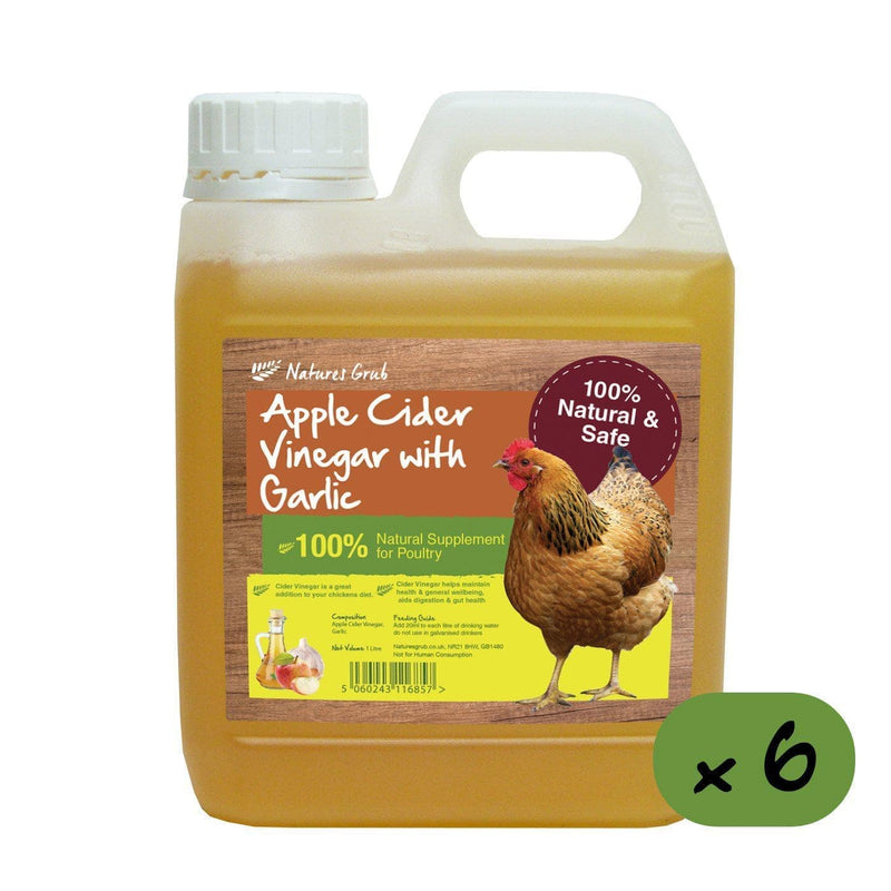 Natures Grub 6 x 1ltr Bottle Apple Cider Vinegar with Garlic