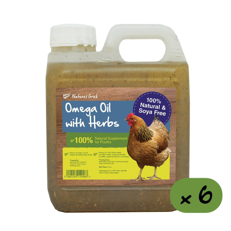 Natures Grub 6 x 1ltr Bottle Omega Oil with Herbs