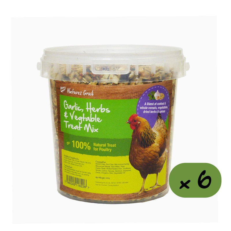 Natures Grub 6 x 600g Tub Garlic, Herbs & Vegetable Treat Mix